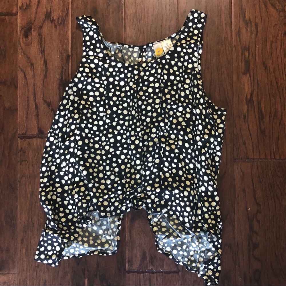 B&W printed hi-lo open back tank top
